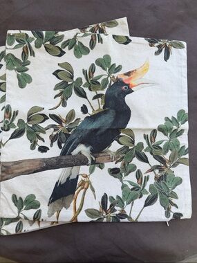 H&M Hornbill Print Cushion Cover - Green, Black, White, Yellow